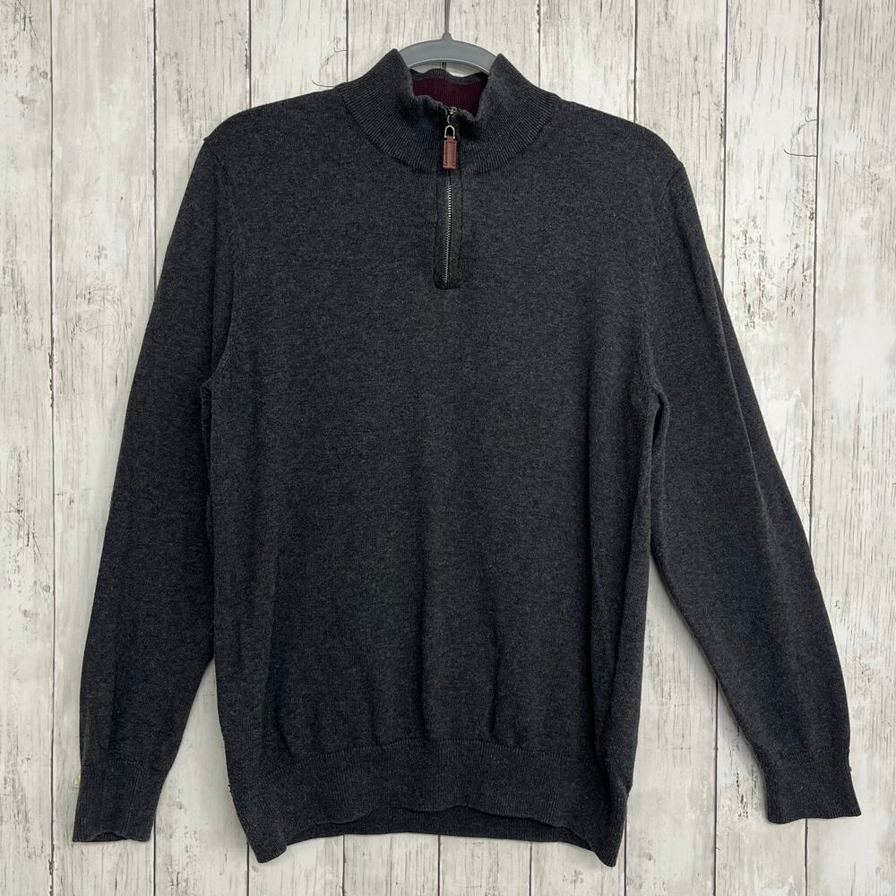 Grayson & Dunn Gray Long Sleeve 1/4 Zip Mid Weight Warm Cotton Sweater Medium